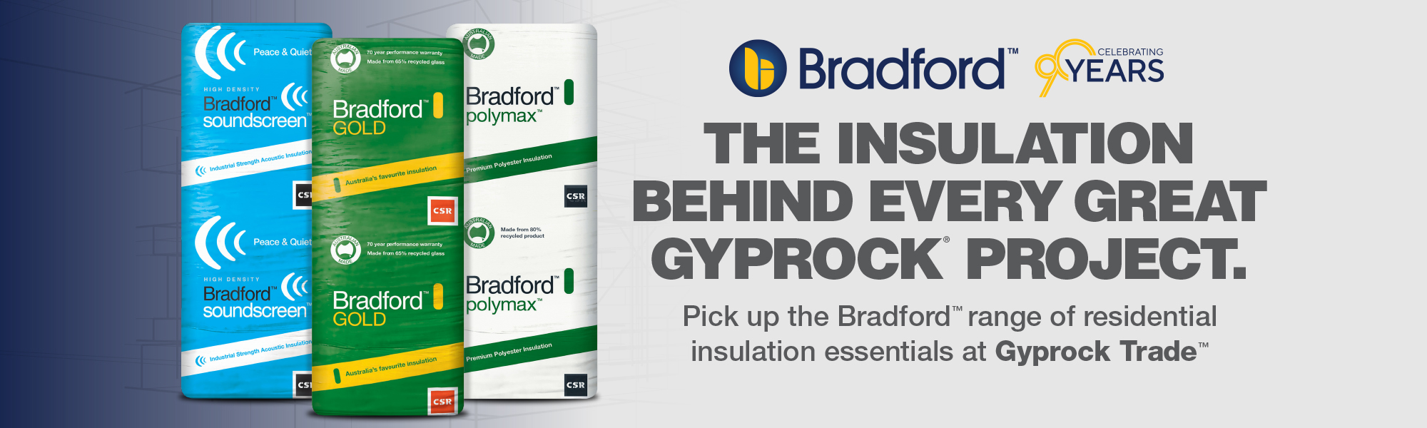 Bradford Insulation banner on Gyprock Trade Centre - final version